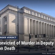 Fostoria News: Hamilton County Courthouse in Cincinnati, with headline: Hinton Convicted of Murder in Deputy Henderson Death